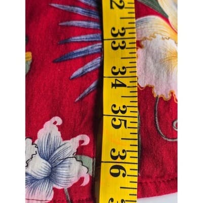 Impressions Workshop Womens Red Blue Floral Print Button Up Dress Size L - Thumbnail 5