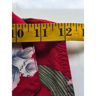 Impressions Workshop Womens Red Blue Floral Print Button Up Dress Size L - Thumbnail 4