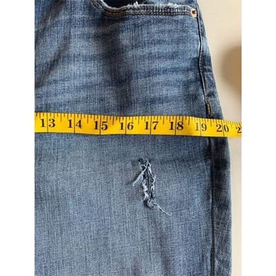 Express Women's Size 12 High-Rise Distressed Girlfriend Jeans Blue - Thumbnail 7