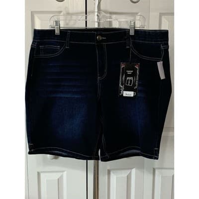 Love Indigo Women's Plus Size 18W Blue Chino Shorts Comfort Waist Casual Summer - Thumbnail 2