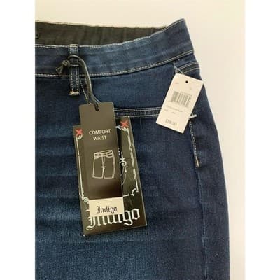 Love Indigo Women's Plus Size 18W Blue Chino Shorts Comfort Waist Casual Summer - Thumbnail 9