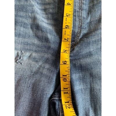 Express Women's Size 12 High-Rise Distressed Girlfriend Jeans Blue - Thumbnail 8