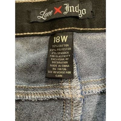 Love Indigo Women's Plus Size 18W Blue Chino Shorts Comfort Waist Casual Summer - Thumbnail 5