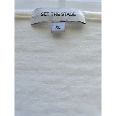 Set The Stage White Short Sleeve Tie Back Lightweight Knit Top XL - Thumbnail 3