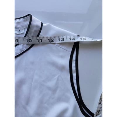 Liz Claiborne Sleeveless Shell Top White Black Trim Mandarin Collar Women Casual - Thumbnail 5
