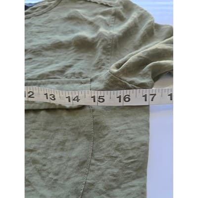 Women H&M Olive Green Long Sleeve Button Up Shirt Tunic Top - Thumbnail 7