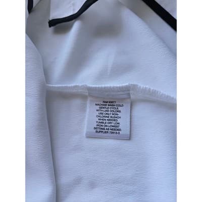 Liz Claiborne Sleeveless Shell Top White Black Trim Mandarin Collar Women Casual - Thumbnail 4