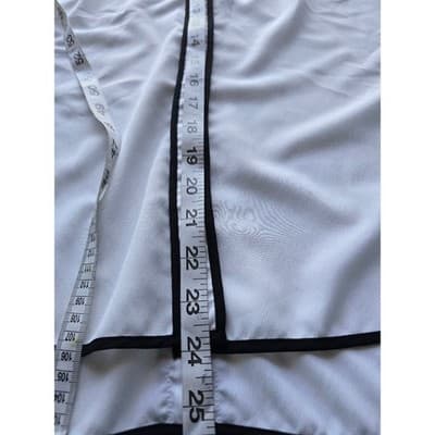 Liz Claiborne Sleeveless Shell Top White Black Trim Mandarin Collar Women Casual - Thumbnail 7