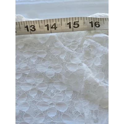 Women Shannon Ford NY XL White Lace Top Short Sleeve Keyhole Back Blouse - Thumbnail 5