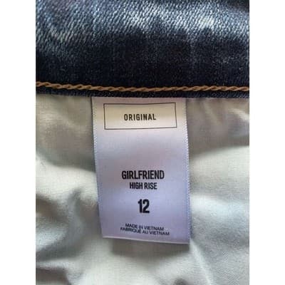 Express Women's Size 12 High-Rise Distressed Girlfriend Jeans Blue - Thumbnail 4