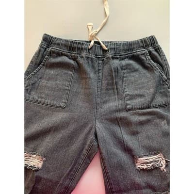 Mittoshop Women's Black Ripped Denim Joggers Size M Casual Pants - Thumbnail 8