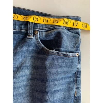 Express Women's Size 12 High-Rise Distressed Girlfriend Jeans Blue - Thumbnail 6