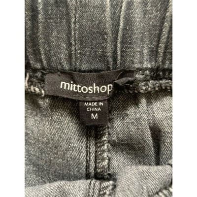 Mittoshop Women's Black Ripped Denim Joggers Size M Casual Pants - Thumbnail 3