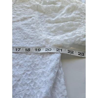 Women Shannon Ford NY XL White Lace Top Short Sleeve Keyhole Back Blouse - Thumbnail 6