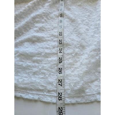 Women Shannon Ford NY XL White Lace Top Short Sleeve Keyhole Back Blouse - Thumbnail 8