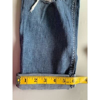 Express Women's Size 12 High-Rise Distressed Girlfriend Jeans Blue - Thumbnail 10