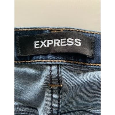 Express Women's Size 12 High-Rise Distressed Girlfriend Jeans Blue - Thumbnail 3
