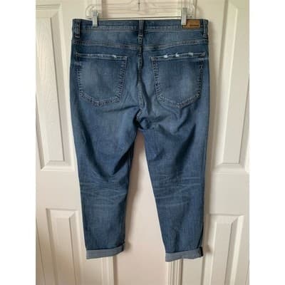 Express Women's Size 12 High-Rise Distressed Girlfriend Jeans Blue - Thumbnail 12