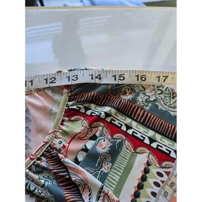 Tacera Patchwork Boho Tunic Top 3/4 Sleeve Boat Neck Geometric Paisley Print - Thumbnail 6