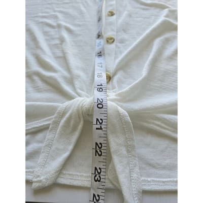 Set The Stage White Short Sleeve Tie Back Lightweight Knit Top XL - Thumbnail 7