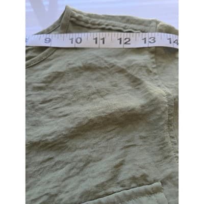 Women H&M Olive Green Long Sleeve Button Up Shirt Tunic Top - Thumbnail 6