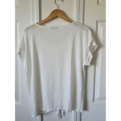 Set The Stage White Short Sleeve Tie Back Lightweight Knit Top XL - Thumbnail 8