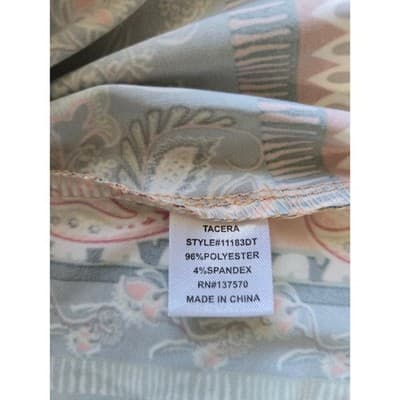 Tacera Patchwork Boho Tunic Top 3/4 Sleeve Boat Neck Geometric Paisley Print - Thumbnail 4