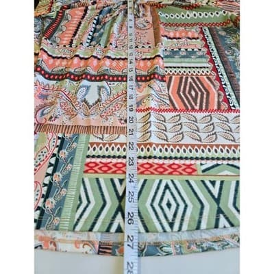 Tacera Patchwork Boho Tunic Top 3/4 Sleeve Boat Neck Geometric Paisley Print - Thumbnail 9