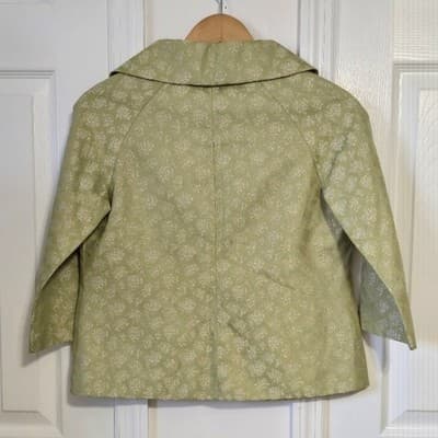 Anthropologie Elevenses Semi-Cropped Jacket Brocade One Button 3/4 Sleeve Size 4 - Thumbnail 2