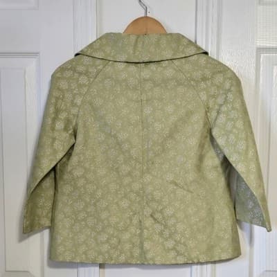 Anthropologie Elevenses Semi-Cropped Jacket Brocade One Button 3/4 Sleeve Size 4 - Thumbnail 9
