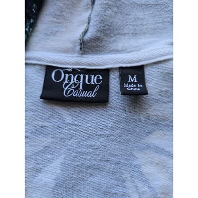 Womens Onque Casual Tropical Palm Tree 3/4 Sleeve Zip Up Hoodie Yellow Green - Thumbnail 3