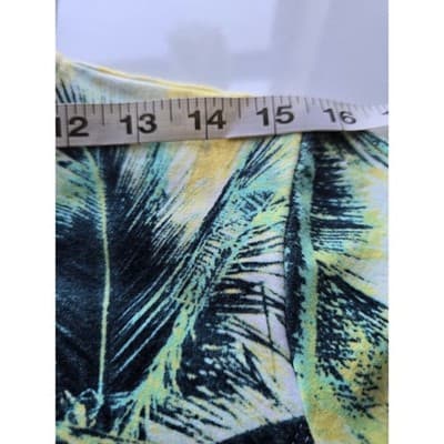 Womens Onque Casual Tropical Palm Tree 3/4 Sleeve Zip Up Hoodie Yellow Green - Thumbnail 5
