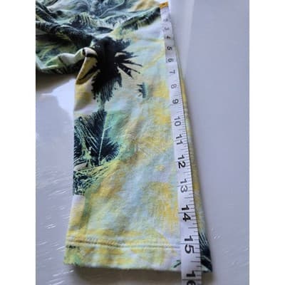 Womens Onque Casual Tropical Palm Tree 3/4 Sleeve Zip Up Hoodie Yellow Green - Thumbnail 8