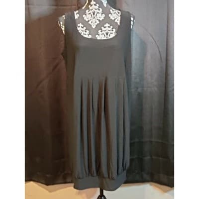 Helene Blake Black Sleeveless Pleated Bubble Hem Dress XL Made in USA - Image 1
