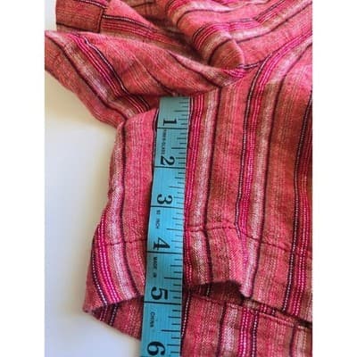 BRIGGS Red Stripe Linen Blend Pull On Shorts Women's Size M Smocked Waist Tassel - Thumbnail 7