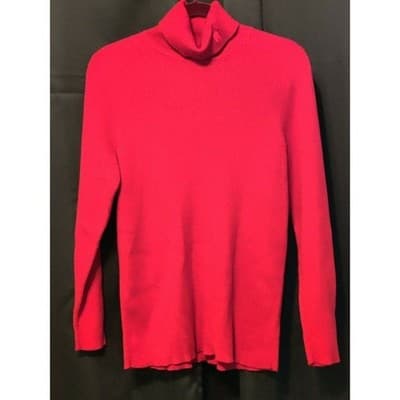Lauren Ralph Lauren Red Ribbed Turtleneck Sweater 1X Cotton - Image 1