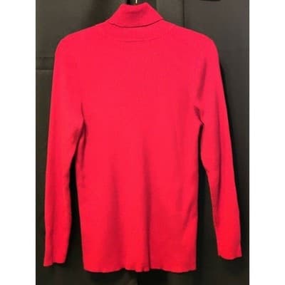 Lauren Ralph Lauren Red Ribbed Turtleneck Sweater 1X Cotton - Thumbnail 2
