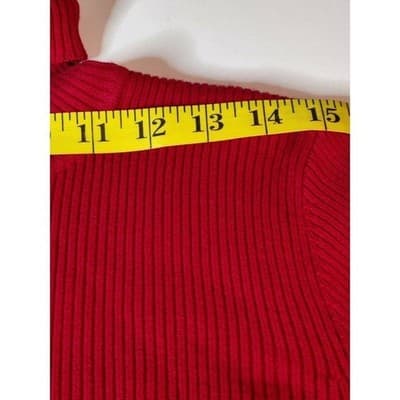 Lauren Ralph Lauren Red Ribbed Turtleneck Sweater 1X Cotton - Thumbnail 5