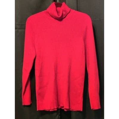 Lauren Ralph Lauren Red Ribbed Turtleneck Sweater 1X Cotton - Thumbnail 9