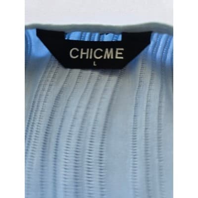 CHICME Womens Blue Textured Ribbed Sleeveless Mini Dress Size One Size - Thumbnail 3