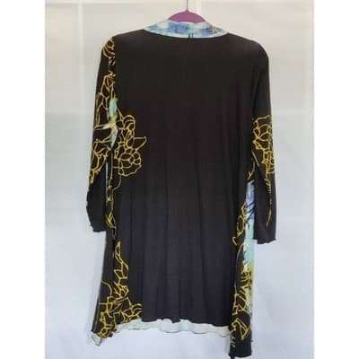 Carol Turner Black Abstract Print Tunic Top Women Medium Long Sleeve - Thumbnail 10