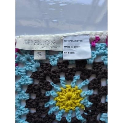 Rebellion Crochet Fringe Tank Top Boho Festival Sun Flower Blue White Pink S - Thumbnail 3