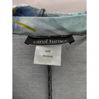 Carol Turner Black Abstract Print Tunic Top Women Medium Long Sleeve - Thumbnail 3