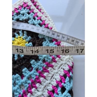 Rebellion Crochet Fringe Tank Top Boho Festival Sun Flower Blue White Pink S - Thumbnail 5