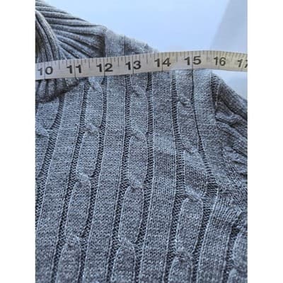 Croft & Barrow Petite Cable Knit Zip Up Sweater Gray Metallic Sparkle Casual - Thumbnail 6