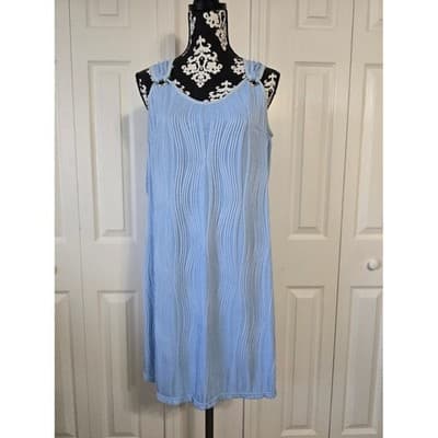 CHICME Womens Blue Textured Ribbed Sleeveless Mini Dress Size One Size - Image 1