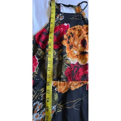 SHEIN Floral Maxi Dress Halter Neck Black Red Yellow Orange XL XL - Thumbnail 8