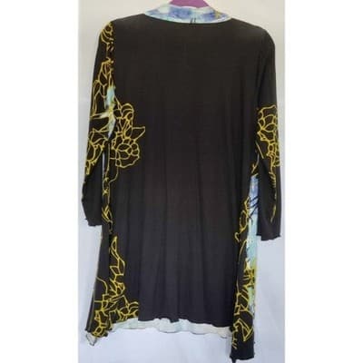 Carol Turner Black Abstract Print Tunic Top Women Medium Long Sleeve - Thumbnail 2