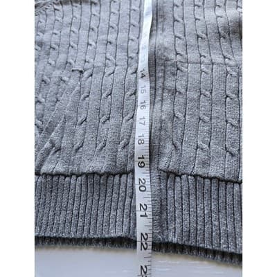 Croft & Barrow Petite Cable Knit Zip Up Sweater Gray Metallic Sparkle Casual - Thumbnail 8