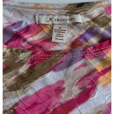 JM COLLECTION Abstract Print Scoop Neck Short Sleeve Top Women's Medium - Thumbnail 3